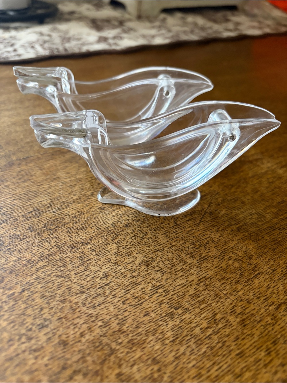 Clear Glass Bird Serving Dishes - Set of 2